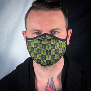 Cloth Facemask: Black/Volt Checkerboard